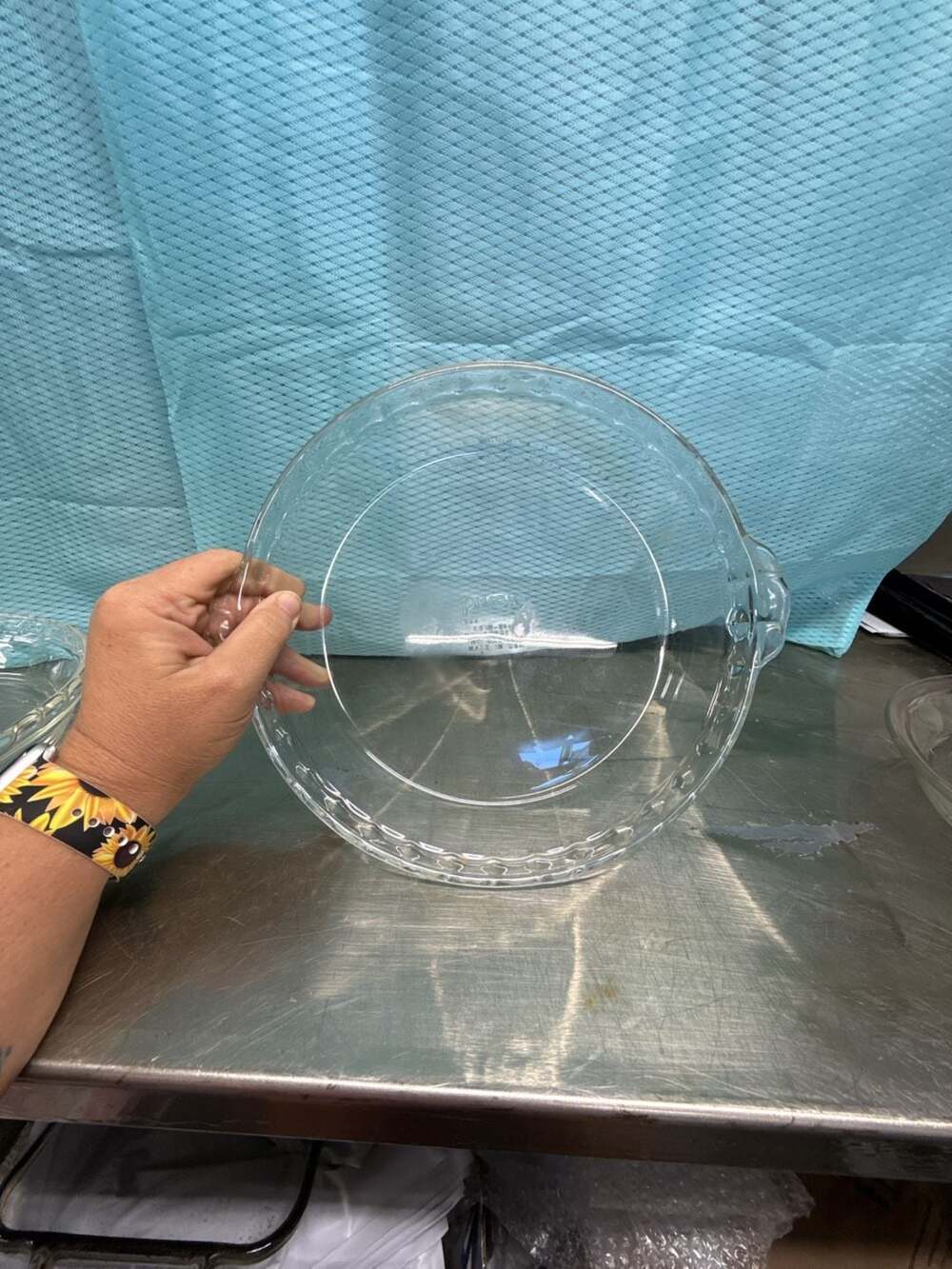 Vintage Pyrex Pie Plate 229 Size 9.5 In Clear Glass Scalloped Edge